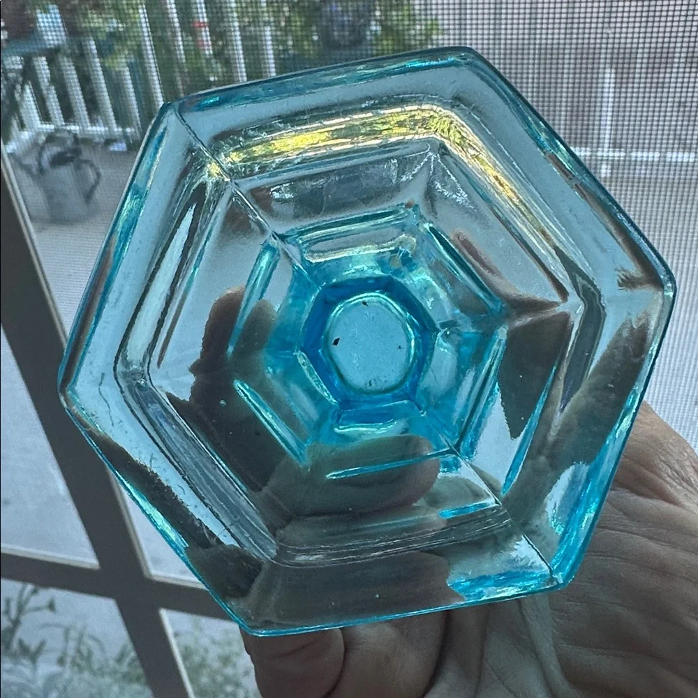 Vintage Beautiful Depression Blue Glass Vase